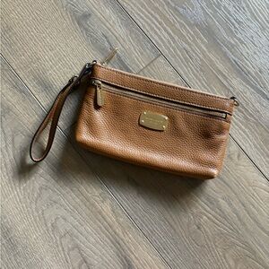 Michael Kors Brown Leather Wristlet Clutch